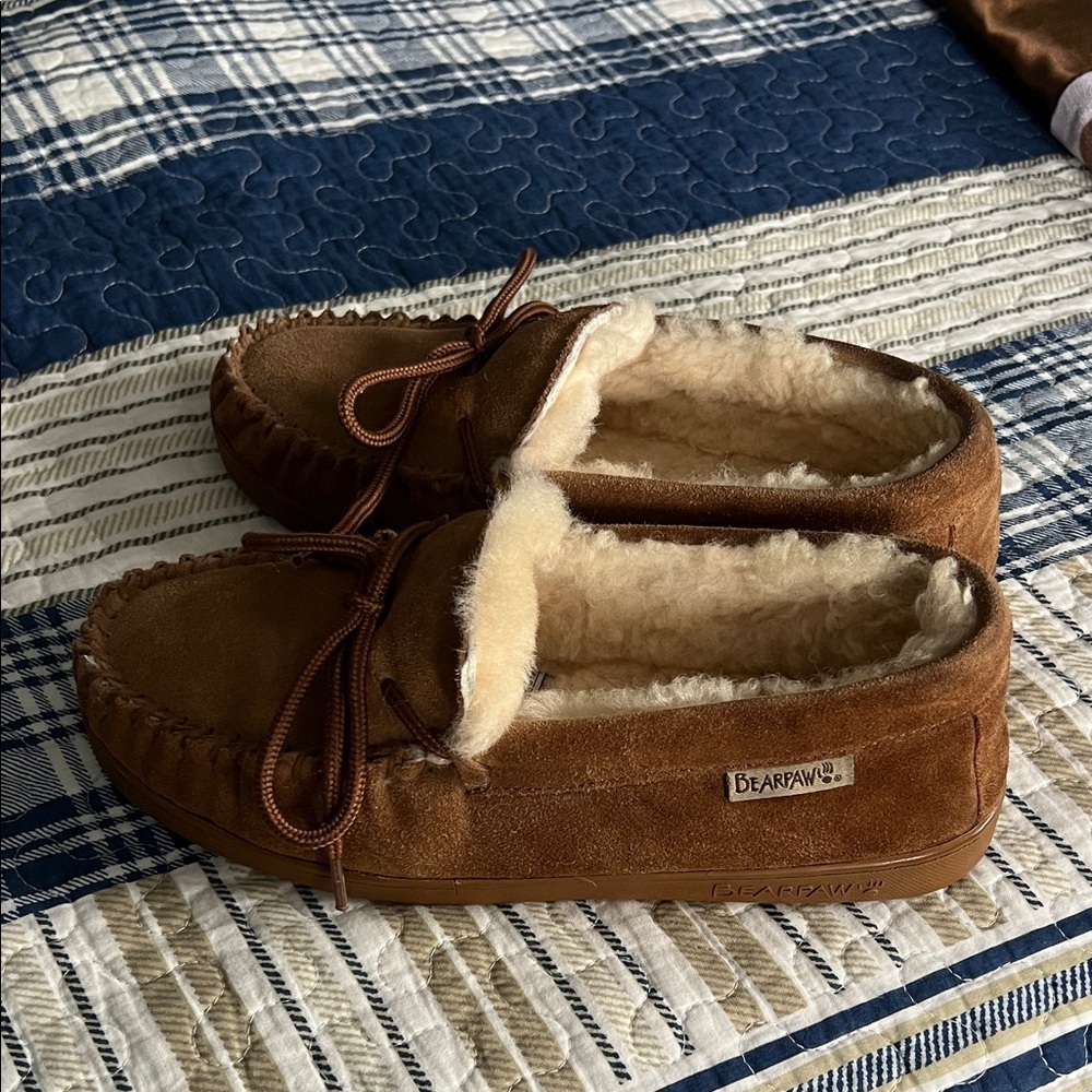 BearPaw Tan Moccasin Slippers